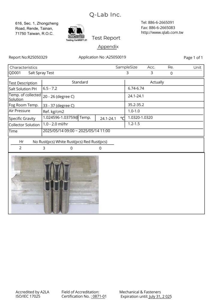 ASTM A967 PASSIVATION ASTM B117 SALT SPRAY TEST 